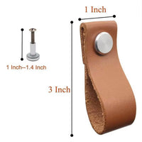 Poignées de Meuble en Cuir Marron avec Vis Laiton, Lot de 6, 76 x 25 mm, vue 3