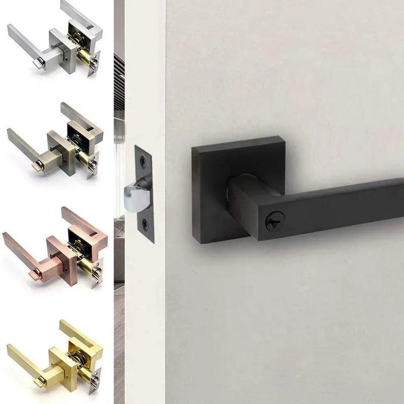 Poignée de Porte Intérieure à Clé sur Rosace Carrée, 5 Finitions