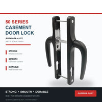 Poignée de Porte-Fenêtre Aluminium Noir Mat sur Plaque Étroite, Entraxe 85 mm