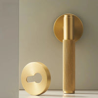 Poignée de Porte Laiton Moletée, 4 Finitions, Clé, Condamnation ou Passage, vue 2