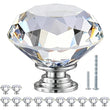 Bouton de Meuble Diamant Transparent, Base Chromée, Lot de 10 ou 20