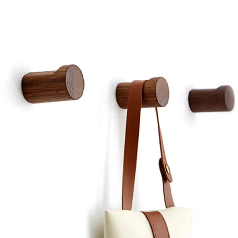 Patère Murale en Bois de Noyer ou Hêtre, Pose avec ou sans Perçage, 5 cm