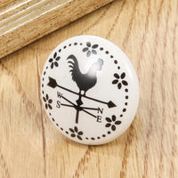 Bouton de Meuble en Porcelaine Blanche à Motifs Noirs, Diamètre 40 mm, vue 9