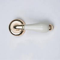 Poignée de Porte Porcelaine Blanche et Dorée, Style Français, Salle de Bain