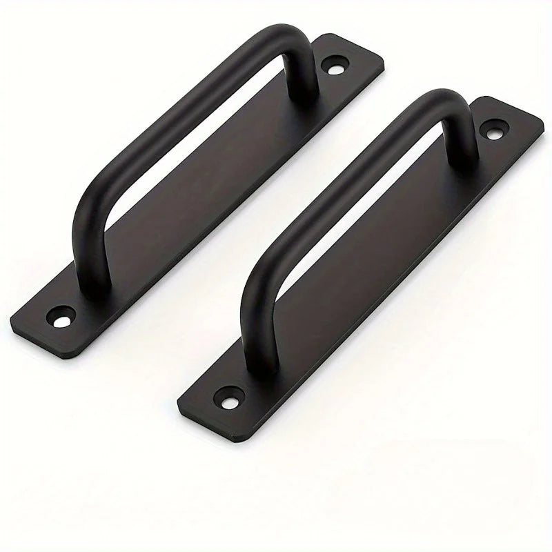 Poignées de Tirage Noires Aluminium sur Plaque, Lot de 2, 148 mm