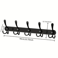 Patère murale à 5 triples crochets en inox noir, barre de 40 cm, vue 7