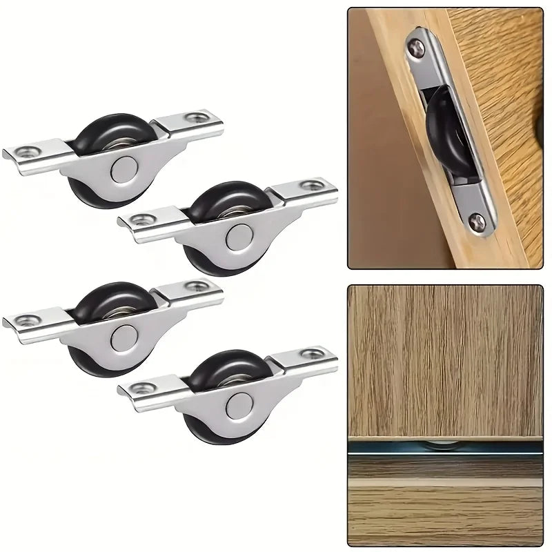 Lot de 4 Roulettes Encastrables pour Porte Coulissante de Placard ou Meuble