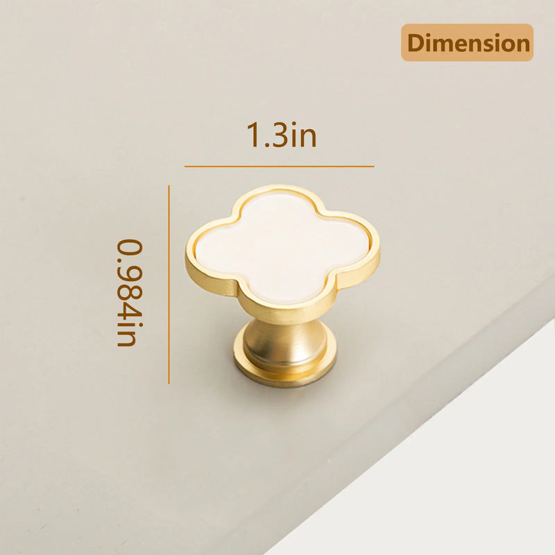 Bouton de Meuble Trèfle en Laiton Doré et Blanc, Lot de 1 ou 5, vue 4