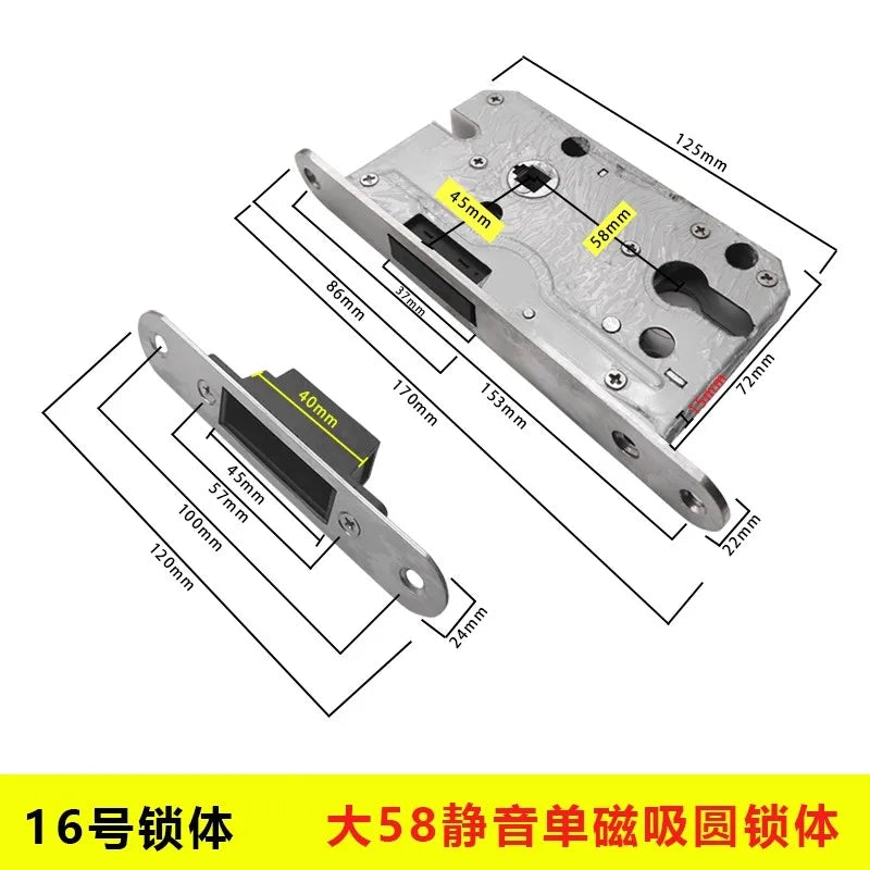 Serrure Encastrable Magnétique Silencieuse, Axe 45 à 60 mm, Entraxe 50 à 72 mm, vue 7
