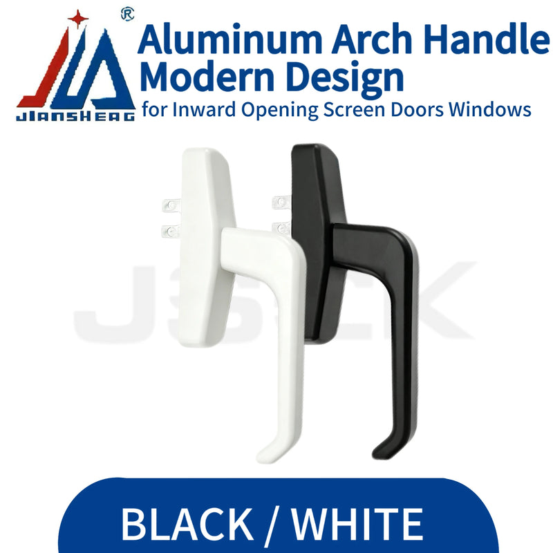 Poignée de Fenêtre Aluminium à Béquille en Arc, Noir ou Blanc, 115,8 mm, vue 6