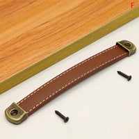 Poignée de Meuble en Cuir Cousu et Zamak Bronze, Noir, Marron ou Cognac, vue 12