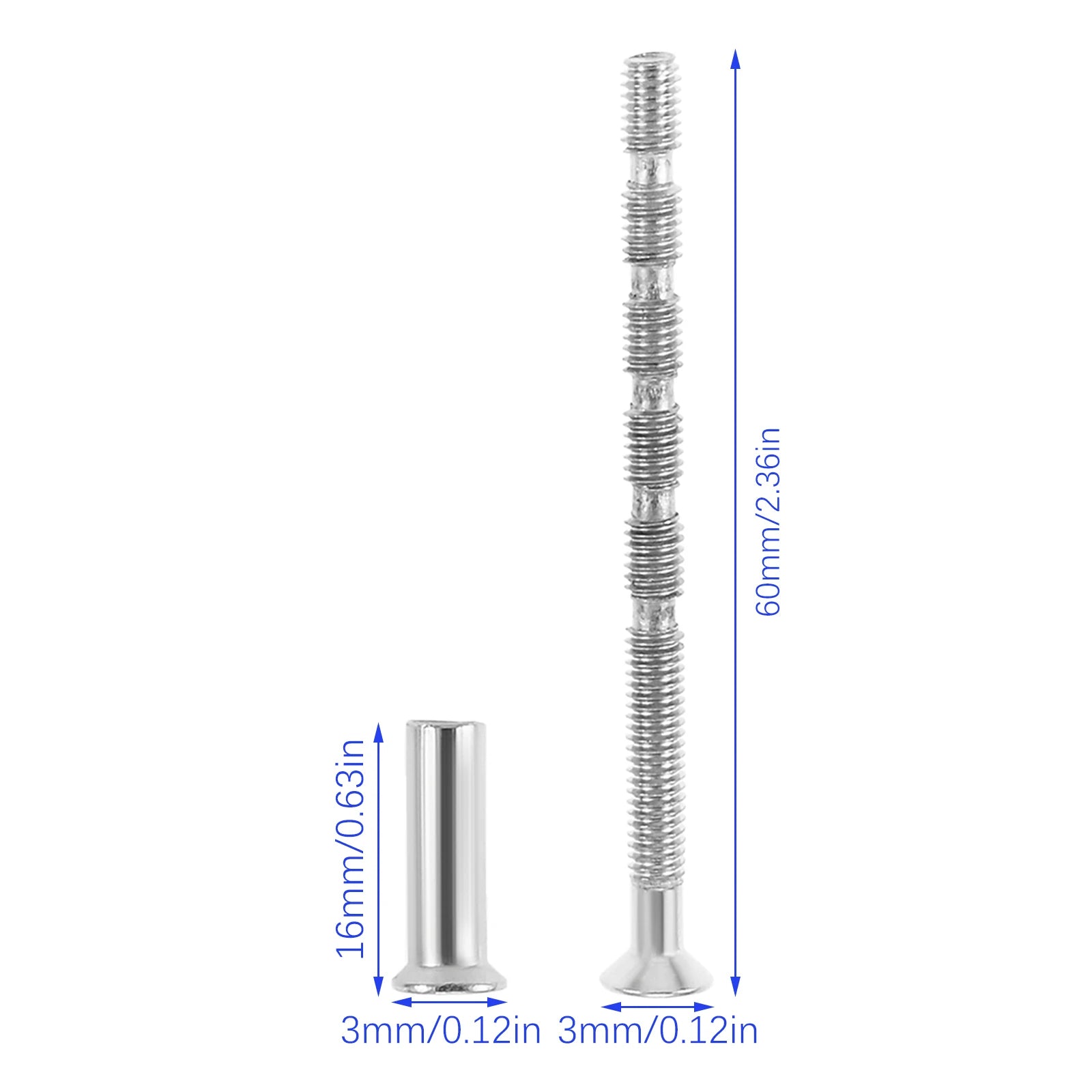 Vis de Poignée de Porte M3 x 60 mm à Manchon, Lot de 10 Jeux, Sécables