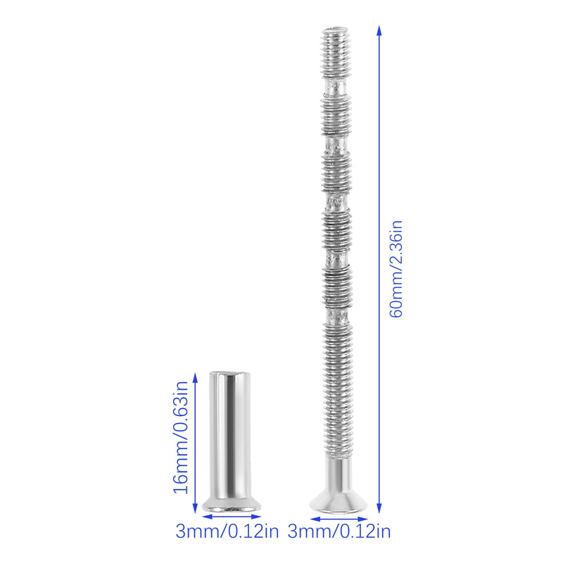 Vis de Poignée de Porte M3 x 60 mm à Manchon, Lot de 10 Jeux, Sécables