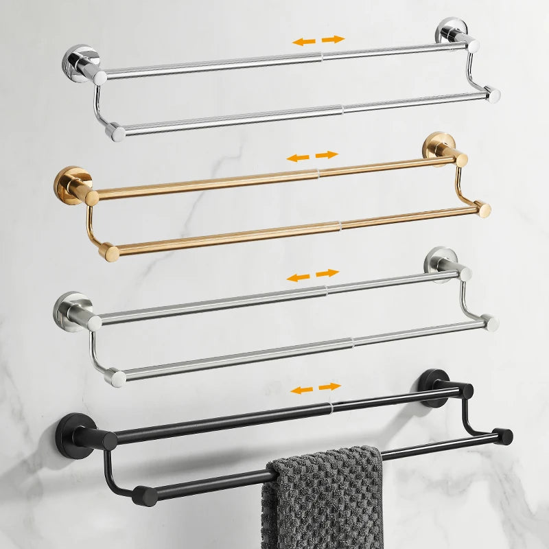 Porte-Serviettes Mural Télescopique Double Barre en Inox, 4 Finitions