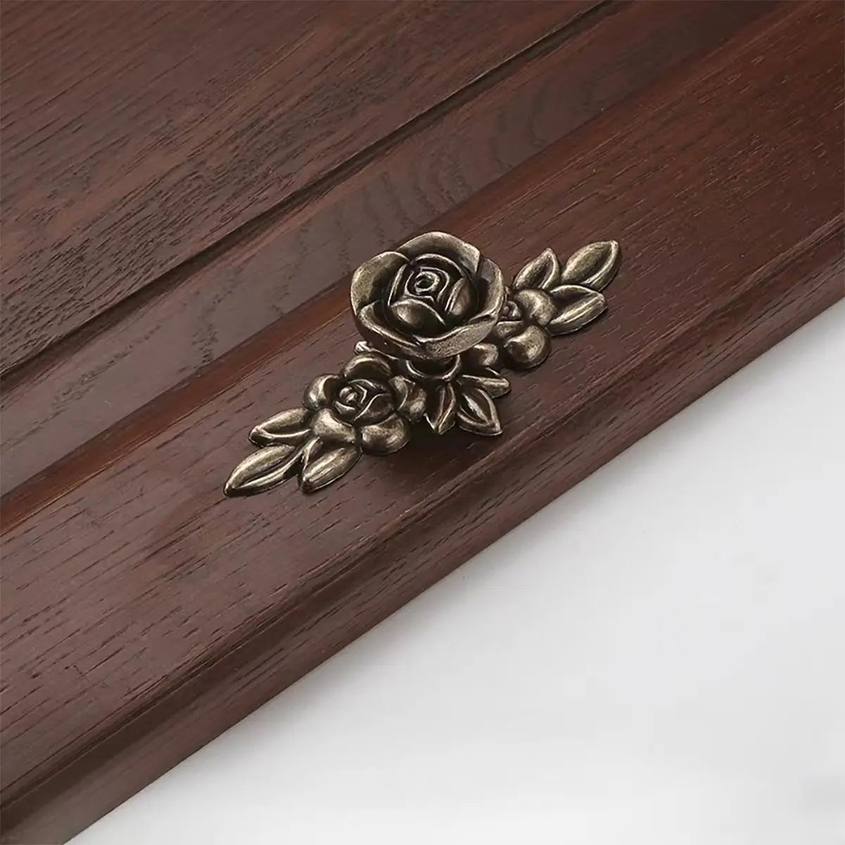 Poignée de Meuble Vintage Rose en Bronze Patiné avec Bouton Assorti, Lot de 2 à 8 Pièces