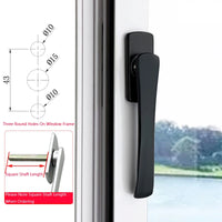 Poignée de Fenêtre Aluminium Plate Ultra Fine, Argent, Noire ou Dorée, Entraxe 43 mm, vue 7