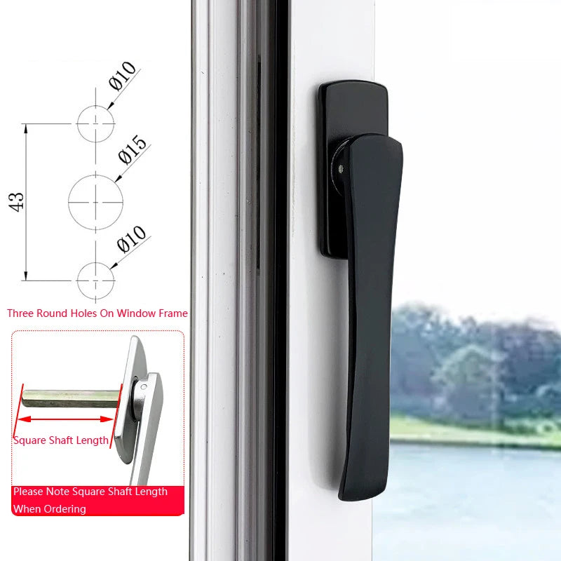 Poignée de Fenêtre Aluminium Plate Ultra Fine, Argent, Noire ou Dorée, Entraxe 43 mm, vue 7