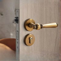 Poignée de Porte Ancienne Intérieure sur Rosace avec Serrure à Clé, vue 2