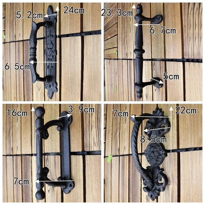 Poignée de Porte Ancienne en Fonte Noire, 7 Modèles dont un Heurtoir