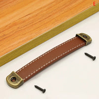 Poignée de Meuble en Cuir Cousu et Zamak Bronze, Noir, Marron ou Cognac, vue 13