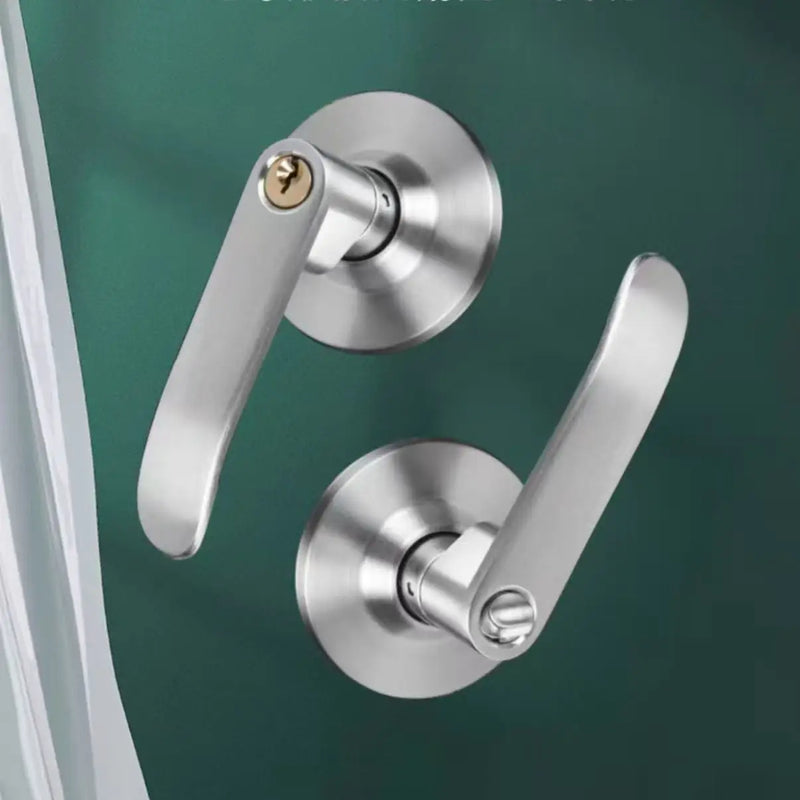 Poignée de Porte Intérieure à Condamnation en Inox Brossé sur Rosace Ronde, vue 5
