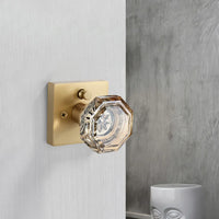 Bouton de Porte Octogonal en Cristal sur Rosace Carrée, Noir Mat ou Or Mat, vue 6