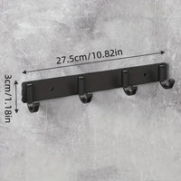 Barre Murale à Crochets en Aluminium Noir, 3 à 6 Crochets, 19,5 à 44 cm, vue 9
