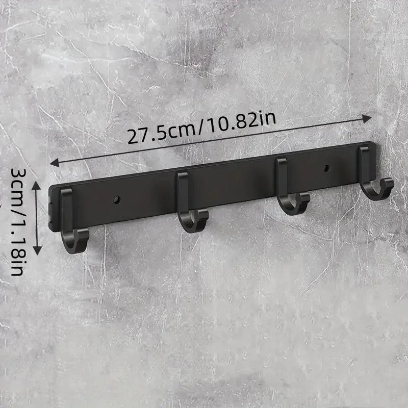 Barre Murale à Crochets en Aluminium Noir, 3 à 6 Crochets, 19,5 à 44 cm, vue 9