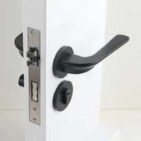 Poignée de Porte Noire en Aluminium avec Serrure à Clé, Roulement à Billes