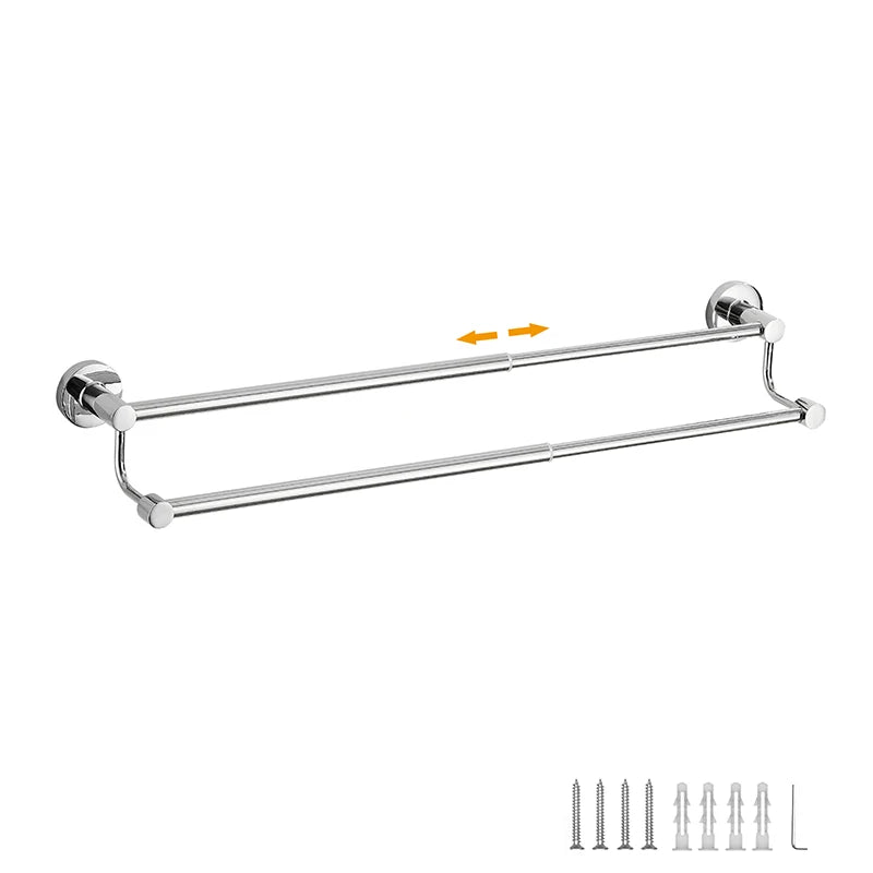 Porte-Serviettes Mural Télescopique Double Barre en Inox, 4 Finitions, vue 7