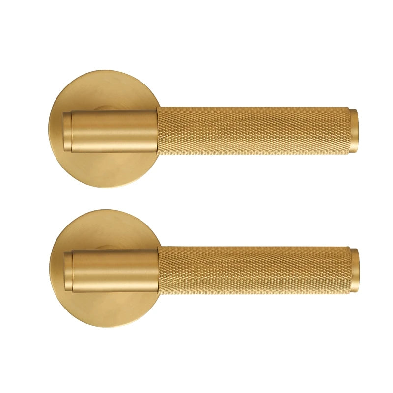 Poignée de Porte Laiton Moletée, 4 Finitions, Clé, Condamnation ou Passage, vue 23