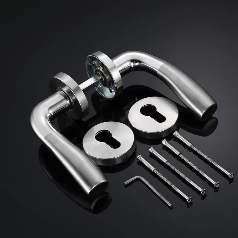 Poignée de Porte Intérieure Inox, 11 Formes de Béquille, Rosaces de Clé