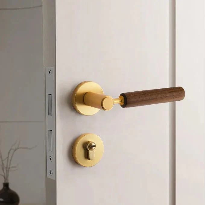 Poignée de Porte Intérieure en Noyer et Zinc, Serrure Standard ou Magnétique, vue 15