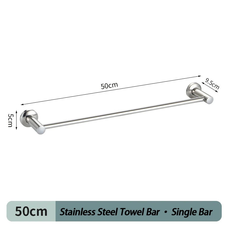 Porte-Serviettes Mural en Inox Chromé, Barre Simple ou Double, 50 ou 60 cm, vue 10