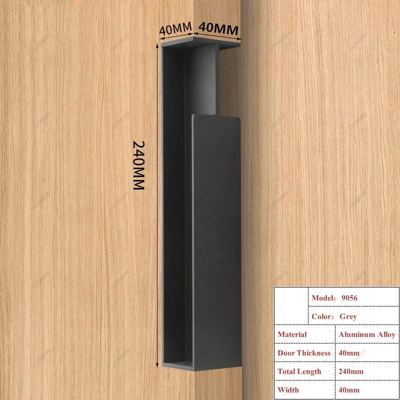 Poignée Cuvette Encastrée pour Porte Coulissante, Aluminium Noir, Blanc, Gris ou Doré, vue 14