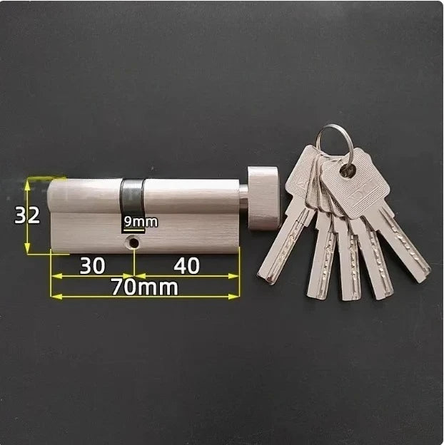 Cylindre de Porte à Bouton Asymétrique, Laiton, 50 à 100 mm