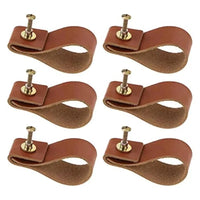 Poignée Lanière en Cuir Marron pour Tiroir, Lot de 6, Vis en Laiton, vue 4