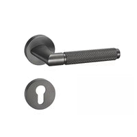 Poignée de Porte Intérieure Design sur Rosace, Béquille Moletée en Zinc, vue 8