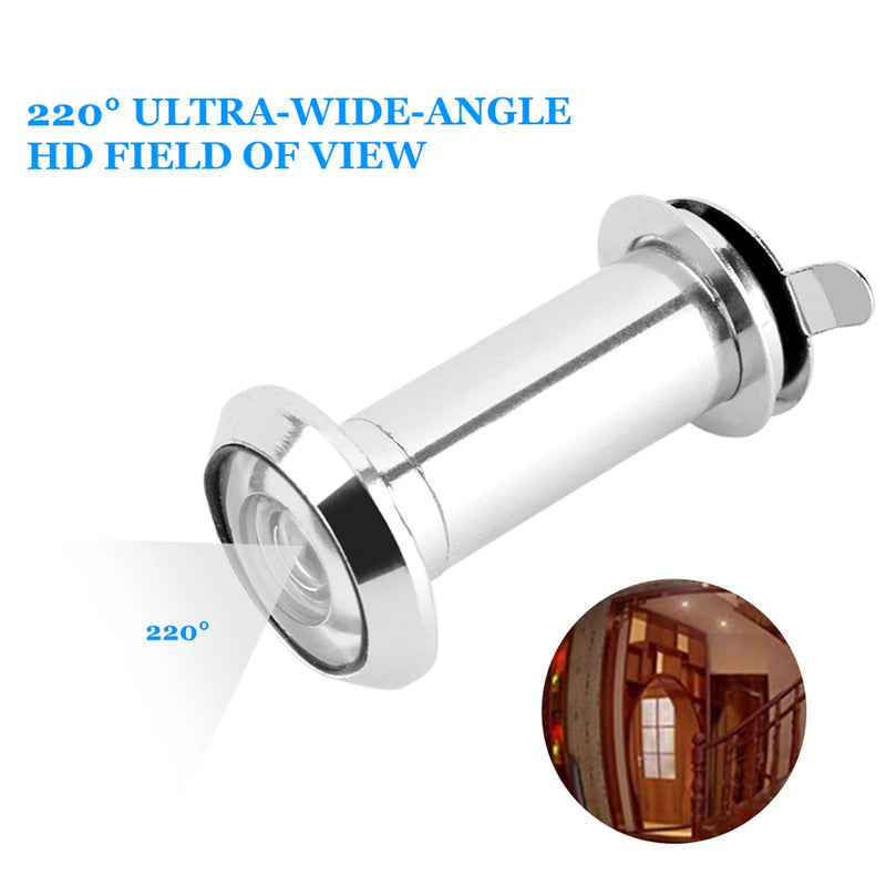 Judas de Porte Chromé Grand Angle 220°, Perçage 14 mm, Porte 35-55 mm, vue 3