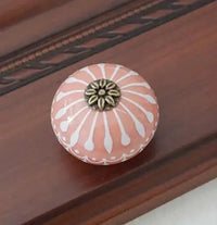 Bouton de Meuble Rond en Céramique Peinte, Motif Rayonnant, Six Couleurs, vue 9