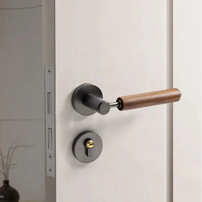 Poignée de Porte Intérieure en Noyer et Zinc, Serrure Standard ou Magnétique, vue 13