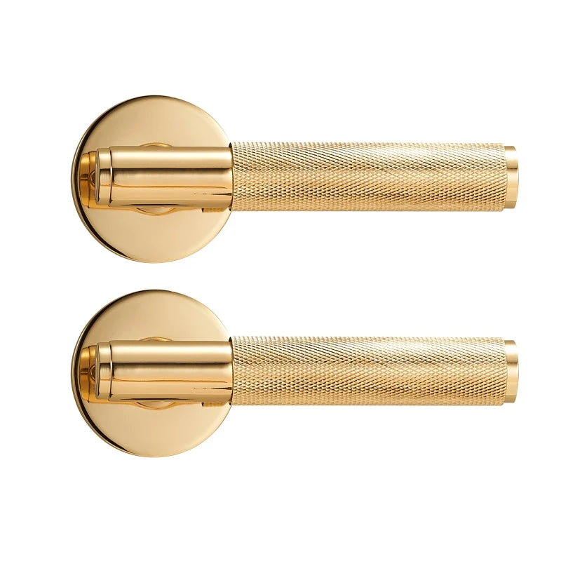 Poignée de Porte Laiton Moletée, 4 Finitions, Clé, Condamnation ou Passage, vue 11