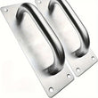 Lot de 2 Poignées de Tirage Inox Brossé sur Plaque, 200 x 65 mm