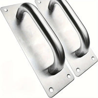 Lot de 2 Poignées de Tirage Inox Brossé sur Plaque, 200 x 65 mm