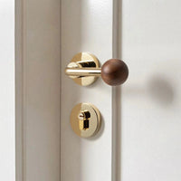 Poignée de Porte Noyer Massif, Béquille à Boule, avec ou sans Clé, vue 3