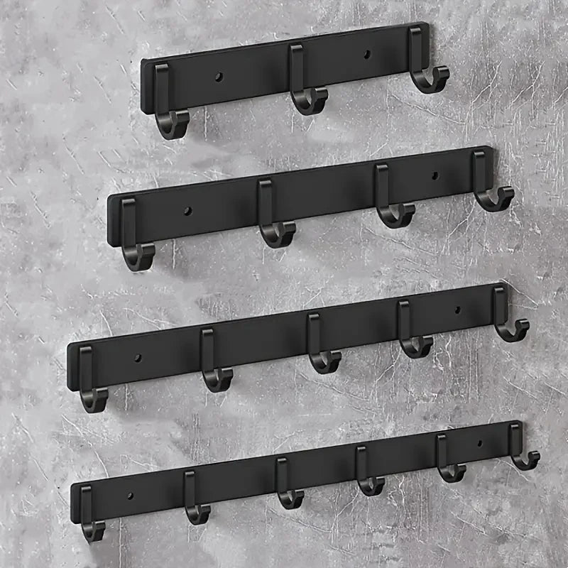 Barre Murale à Crochets en Aluminium Noir, 3 à 6 Crochets, 19,5 à 44 cm, vue 2