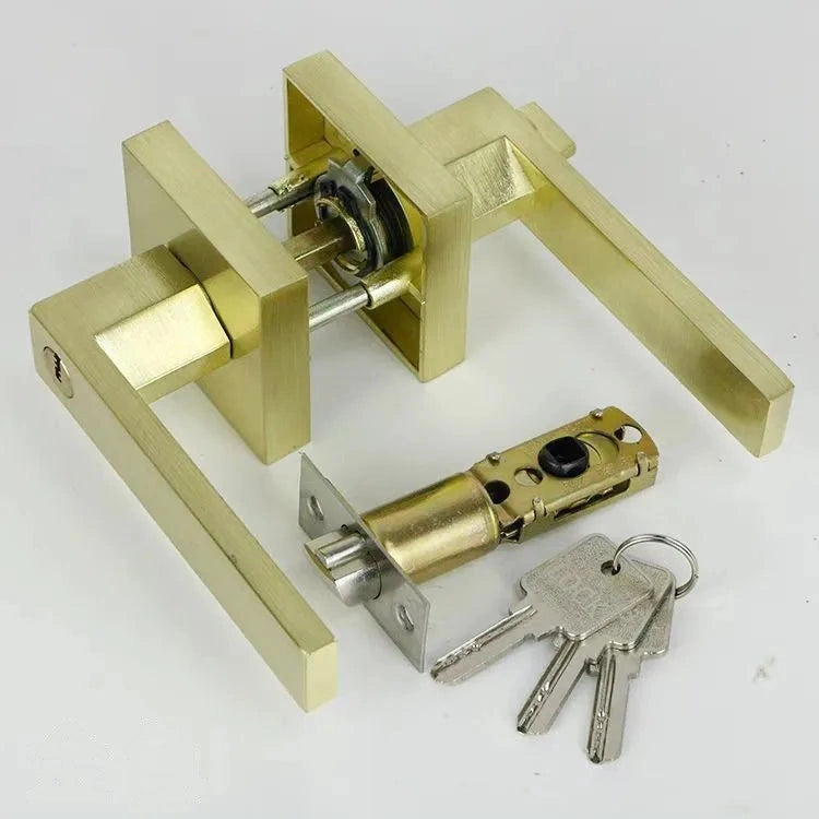 Poignée de Porte Carrée à Clé et Condamnation, Béquille 125 mm, 3 Finitions, vue 6