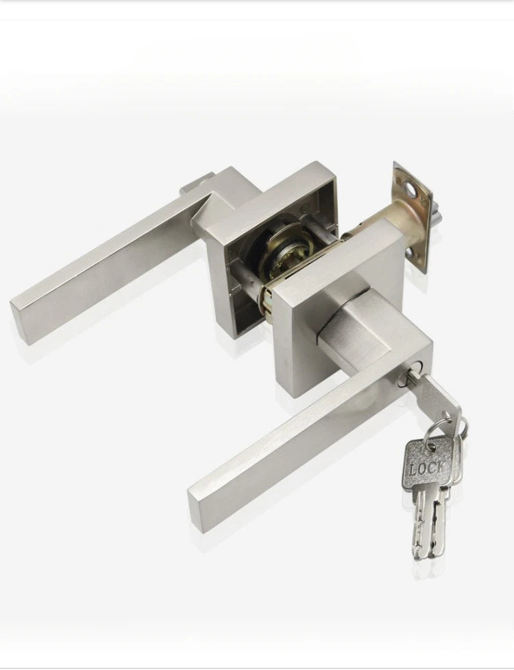Poignée de Porte Carrée à Clé et Condamnation, Béquille 125 mm, 3 Finitions, vue 8