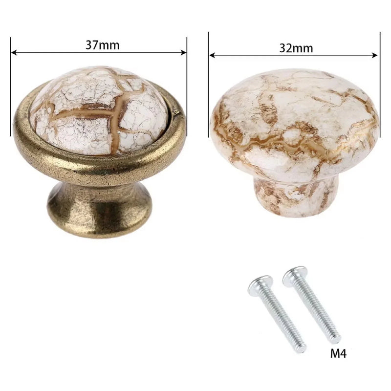 Bouton de Meuble Antique en Céramique Marbrée, 32 ou 37 mm
