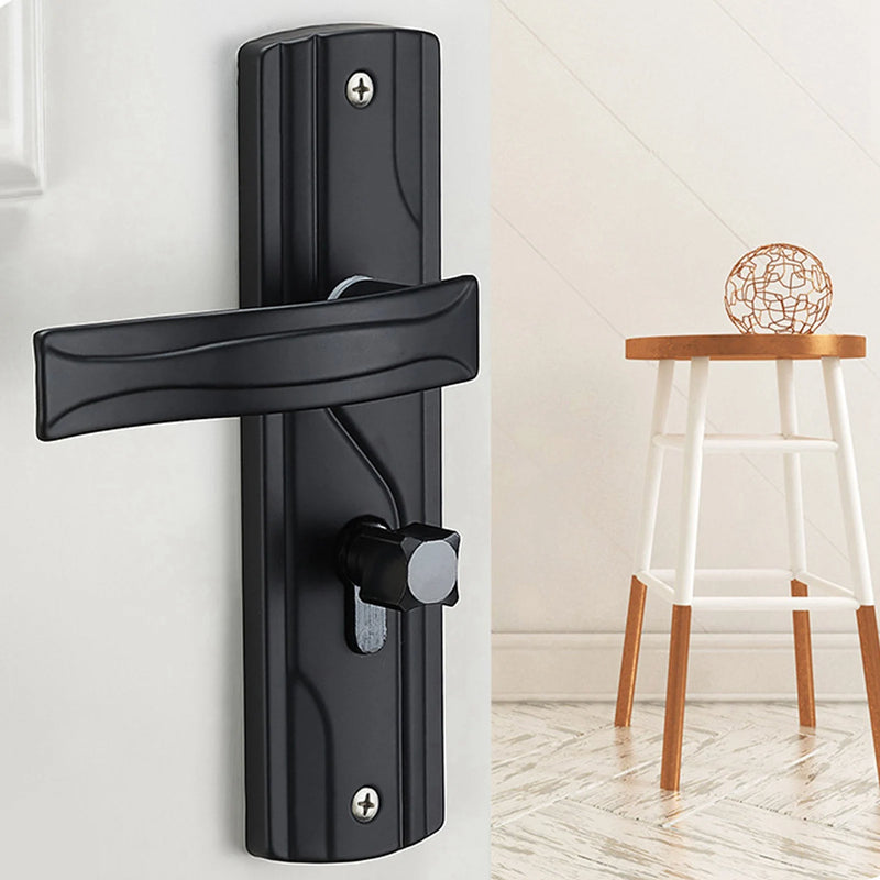 Poignée de Porte Noire sur Plaque à Clé, Cylindre et 3 Clés
